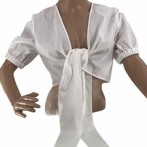 The Fifth Label Ivory White Crop Waist Front Tie Top